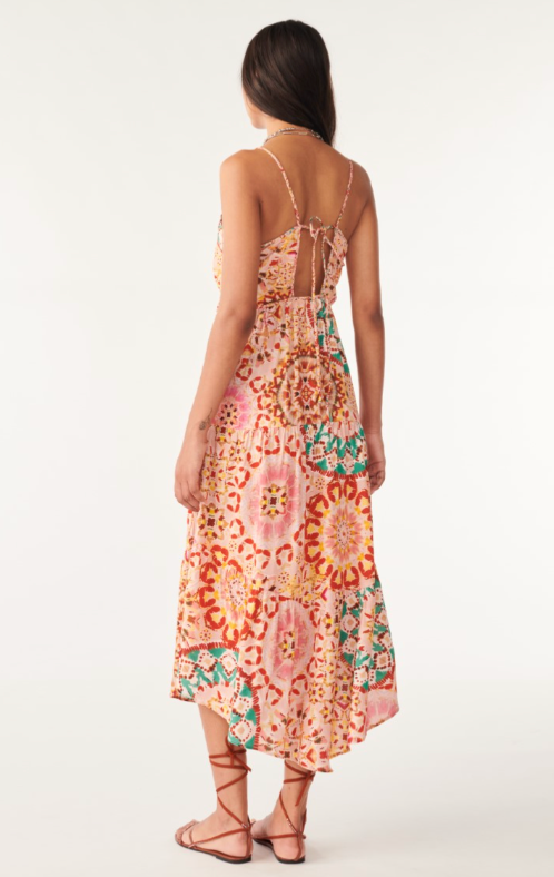 Printed sundress with adjustable spaghetti straps