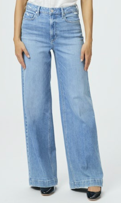 Light wash slightly distressed and faded straight leg 32 inch jeans with silver hardward