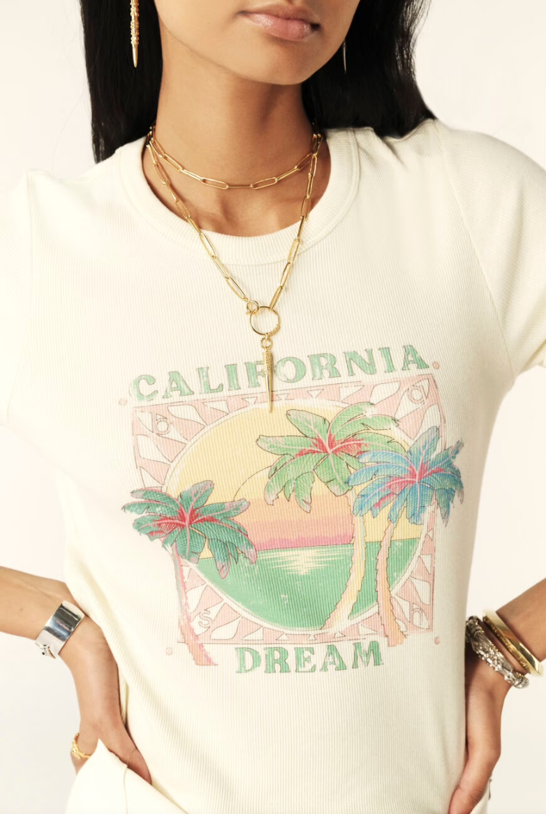 Rib jersey tee with California inspired central print