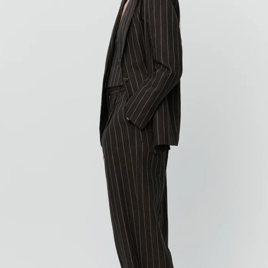 chocolate brown pinstripe blazer