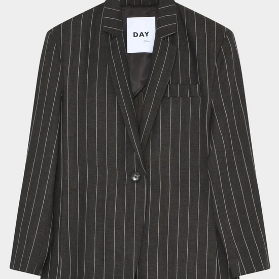 chocolate brown pinstripe blazer