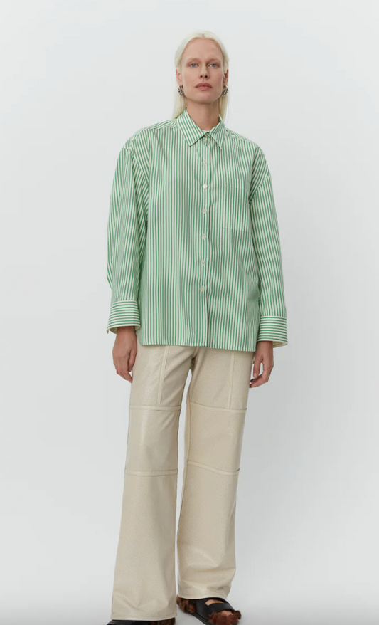 green striped shirt