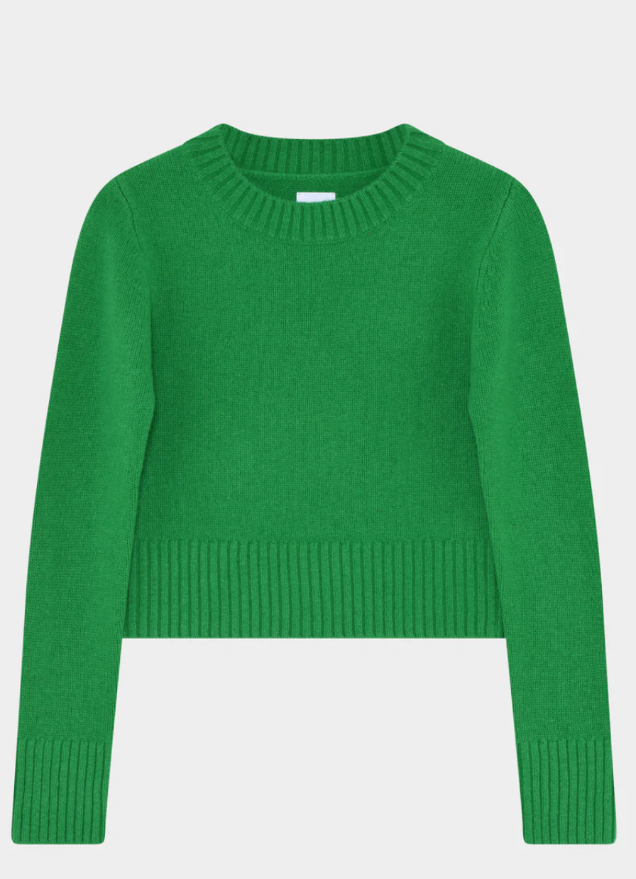Neat fit bright green 100% wool jumper 