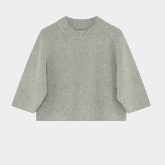 Half length sleeve round neck boxy knit in sage green