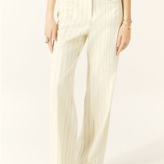 ecru pinstripe tailored trousers