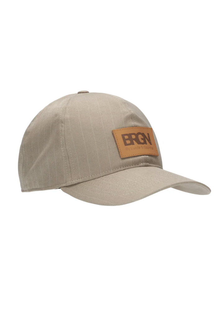 taupe pinstripe waterproof cap