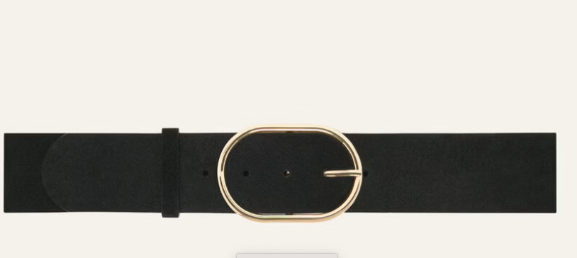 Cole Suede Belt Black with rose gold colour buckle