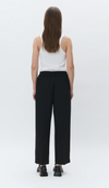 black cropped trousers with elasticated waist rear view