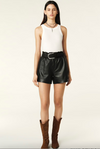 Leather high waisted shorts