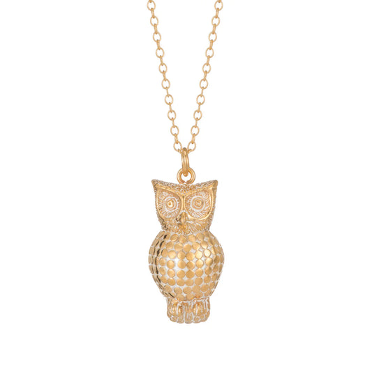 Sterling silver gold plated owl charm necklace 