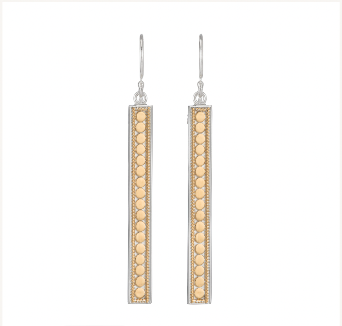 Silver and gold drop earrings with dot work