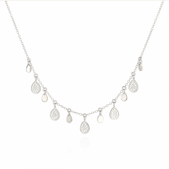 Sterling silver necklace with teardrop charms