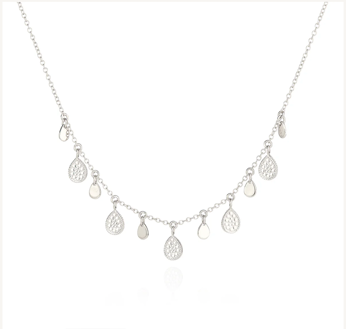 Sterling silver necklace with teardrop charms