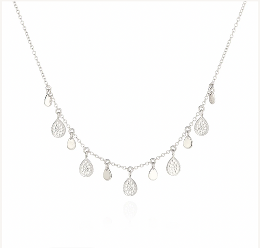 Sterling silver necklace with teardrop charms