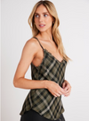 frayed edge cami green plaid side view 