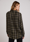 green plaid slouchy button down shirt  rear view 