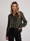 green plaid slouchy button down shirt 