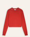 red cashmere jumper with raglan sleeves and zip at the neck