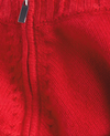 red cashmere jumper with raglan sleeves and zip at the neck close up