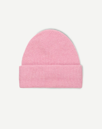 pink mohair mix ribbed beanie