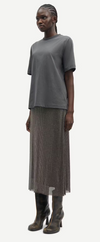 dark grey long skirt covered in rhinestones  model shot