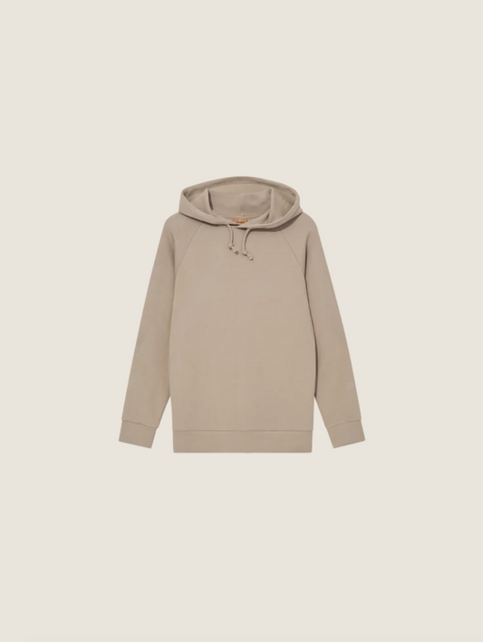 beige hooded sweatshirt with drawstring 