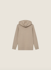 beige hooded sweatshirt with drawstring  rear view 