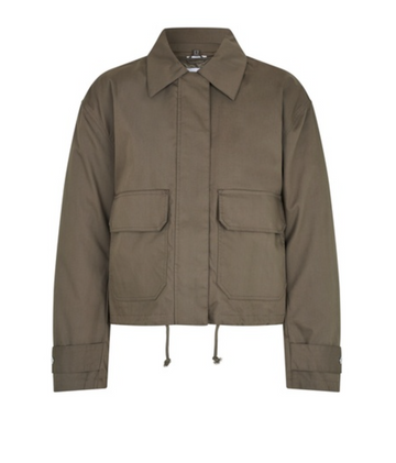 Collared jacket in dark green with removable padded shell