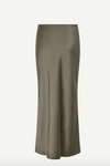 Rear view of sage green satin slip skirt 