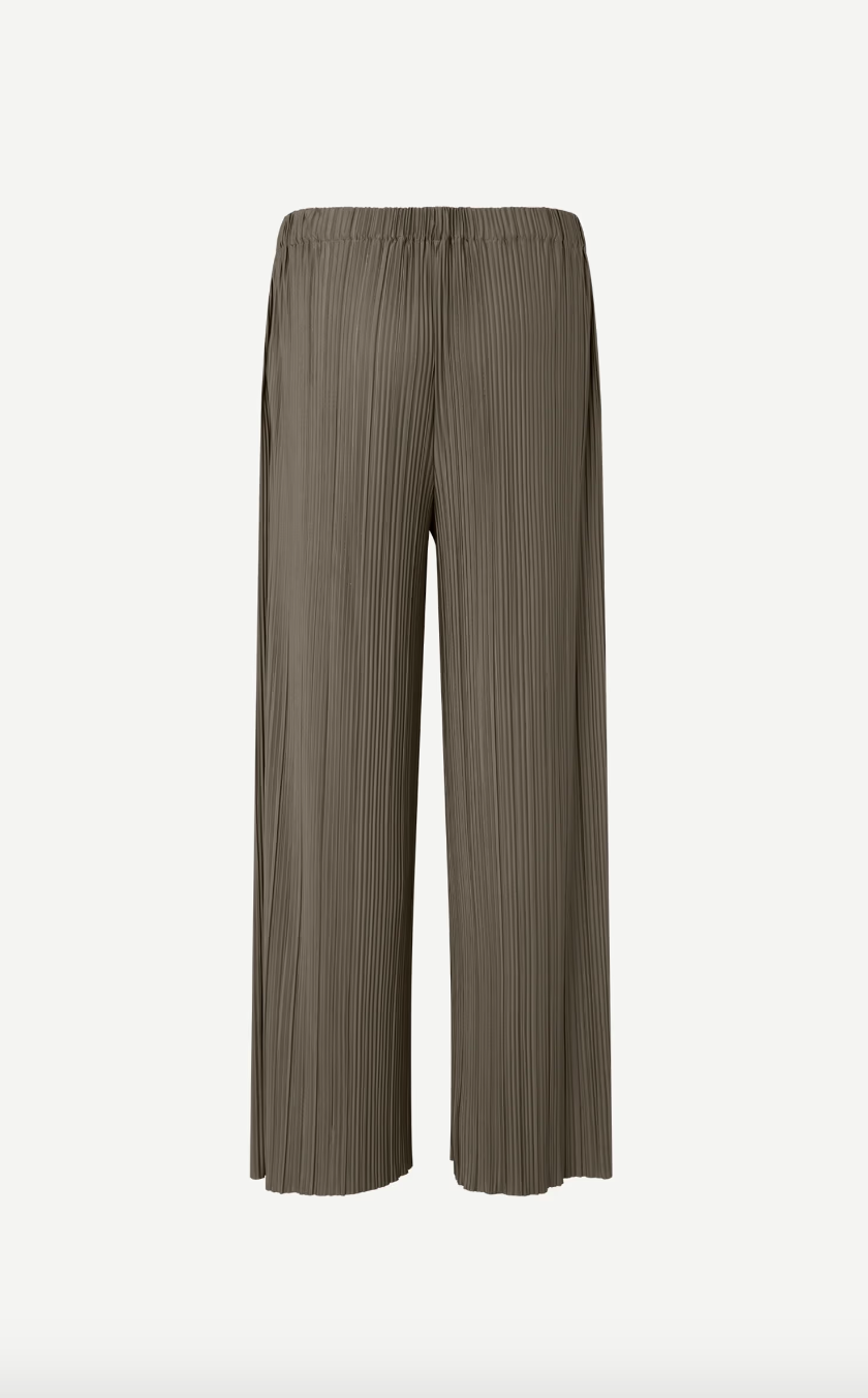 green grey pleated elasticated waist trousers