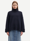 Chunky oversize navy roll neck jumper