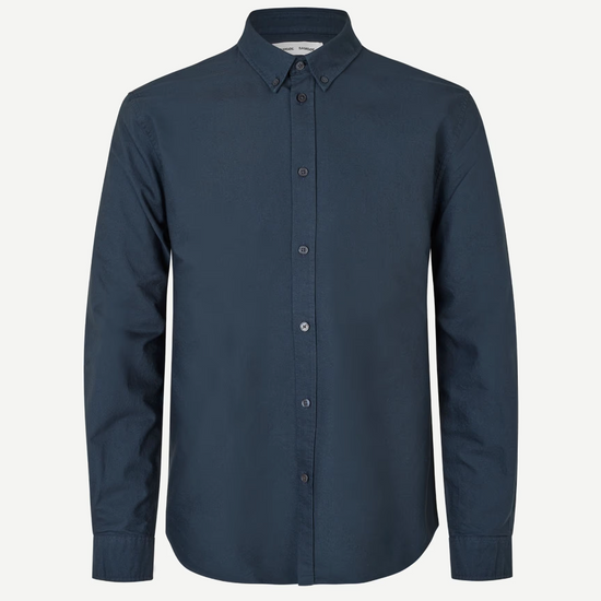 navy mens shirt with classic collar and button cuff 