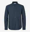 navy mens shirt with classic collar and button cuff 