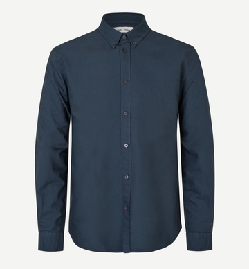 navy mens shirt with classic collar and button cuff 