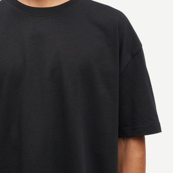 mens black tshirt with short sleeves  close up