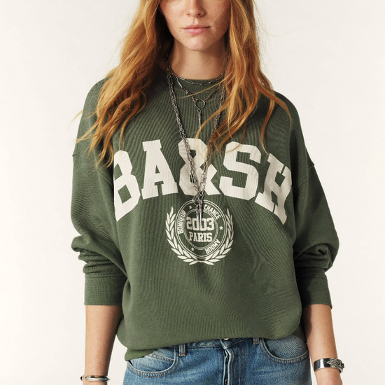 Khaki sweatshirt with ba&sh slogan on the front