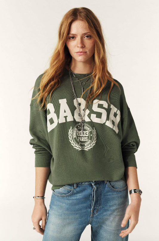 Khaki sweatshirt with ba&sh slogan on the front