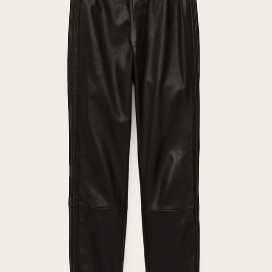 elasticated waist leather straight leg trousers from ba&sh