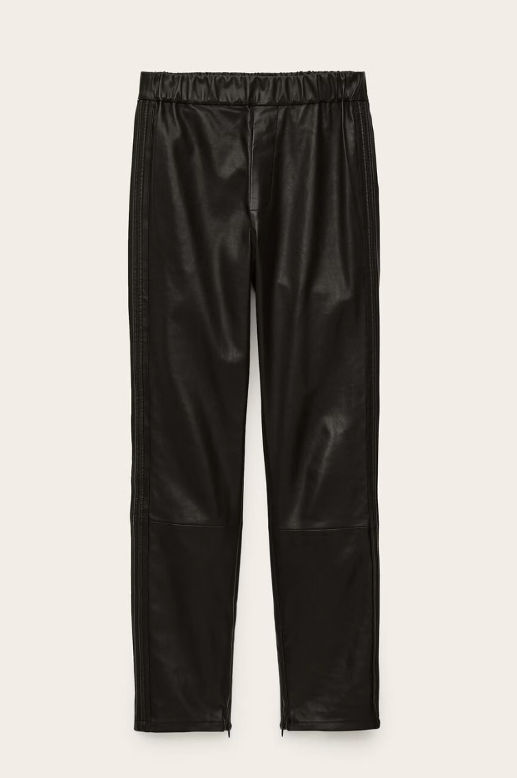 elasticated waist leather straight leg trousers from ba&sh