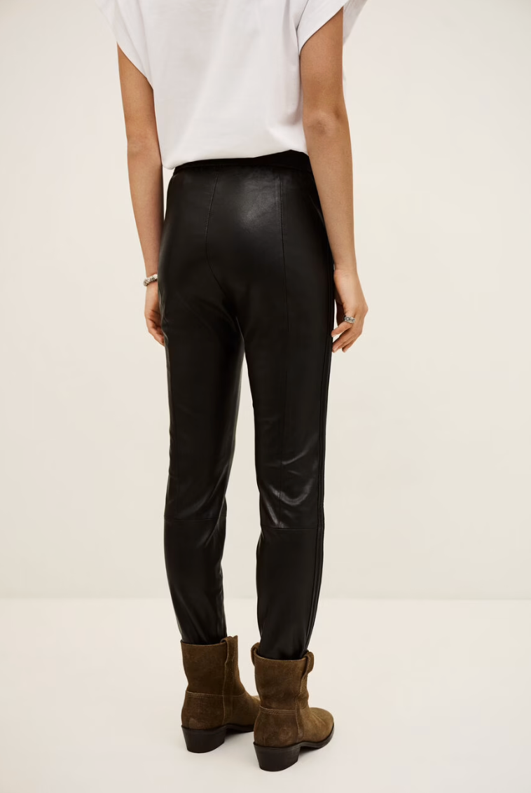 elasticated waist leather straight leg trousers from ba&sh rear view