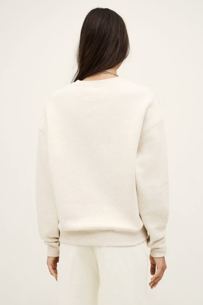 ecru sweatshirt with chocolate brown wording on the front from ba&sh rear view