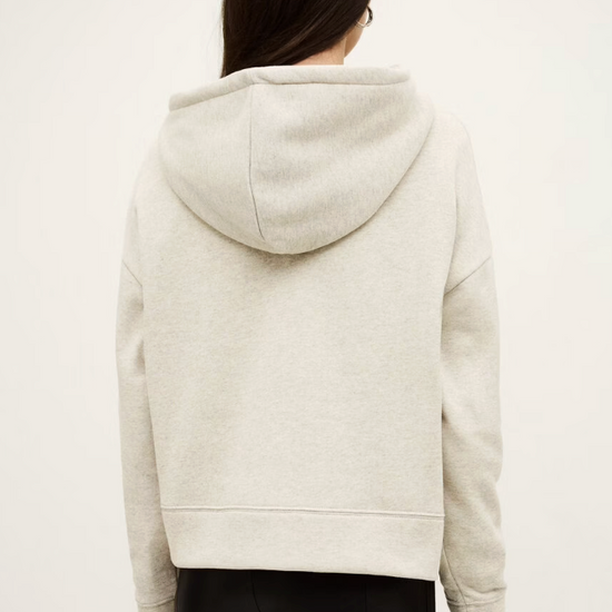 beige hoodie with gold zip sides and drawstring neck from ba&sh rear view