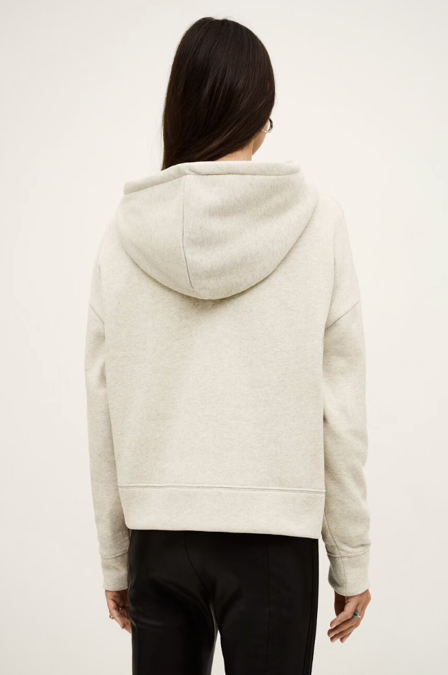 beige hoodie with gold zip sides and drawstring neck from ba&sh rear view