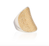 Silver Saddle ring with gold dotted detailing from Anna Beck