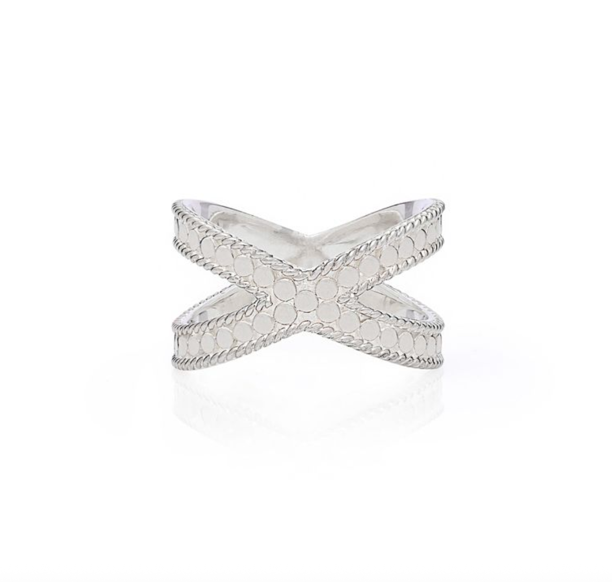 Sterling silver cross ring with dot work detailing from Anna Beck