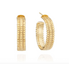 Gold plated sterling silver hoop earrings with scallop detailing from Anna Beck