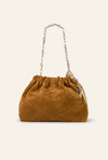 deep tan suede small bucket style bag with bag charm from ba&sh