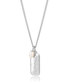 silver rectangular pendant necklace with heart on one side and glimmers on the reverse form claudia bradby