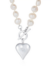 pearl toggle necklace with silver heart from claudia bradby