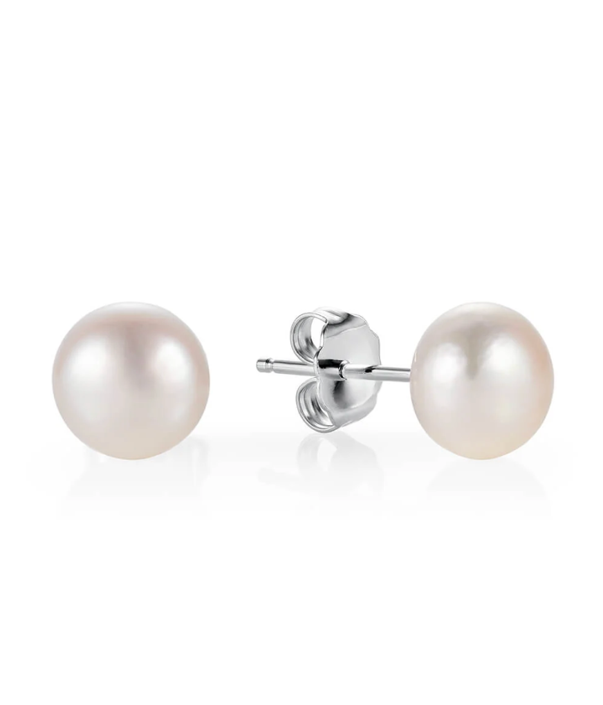 small white pearl earrings from claudia bradby